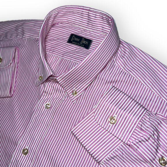 Vintage Gitman Bros L Pink Italian Poplin Stripe Button-Down OCBD USA - Picture 8 of 9